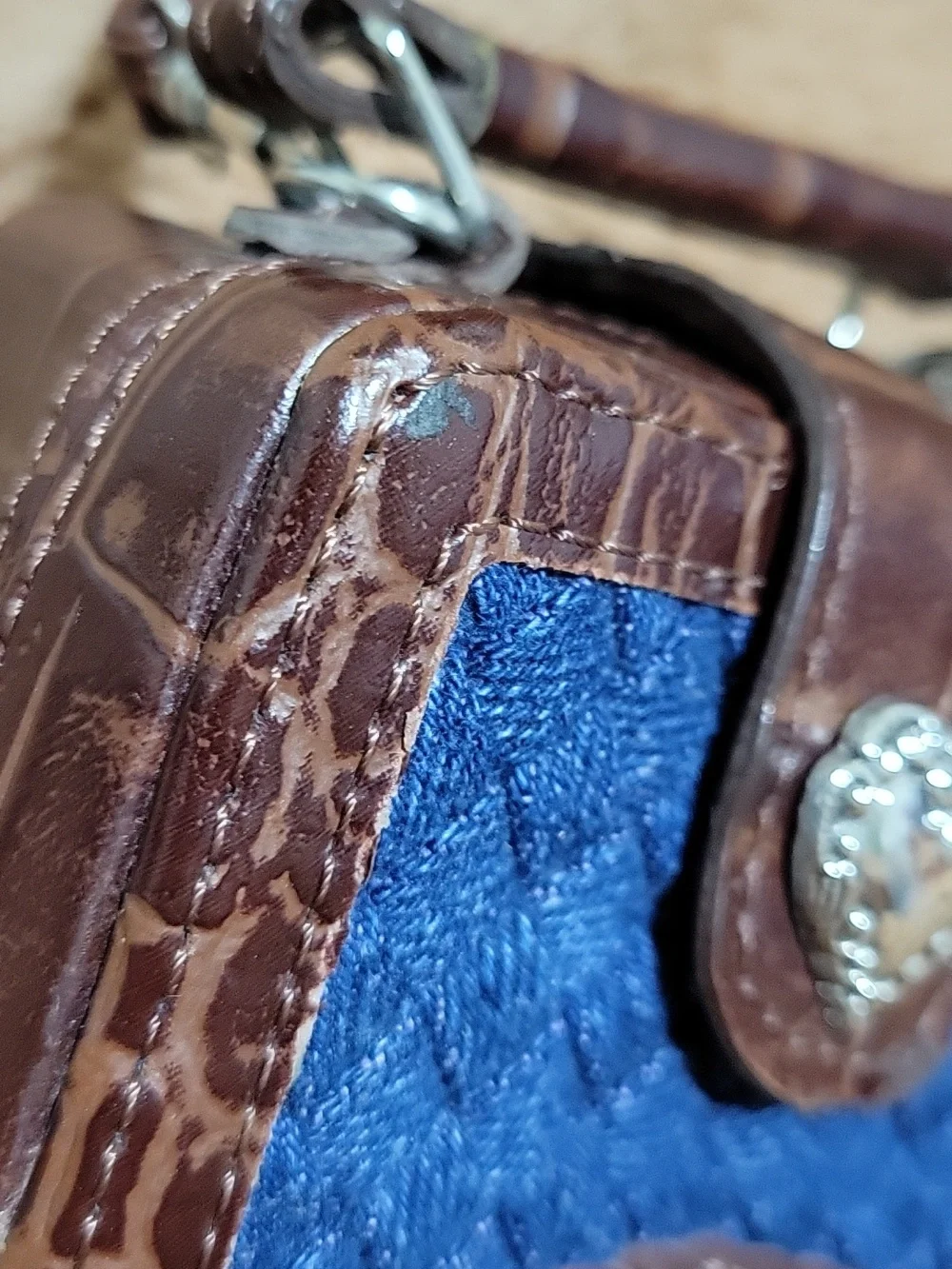 Mini Brown & Blue Heart Accent Crossbody Bag - Picture 4 of 10